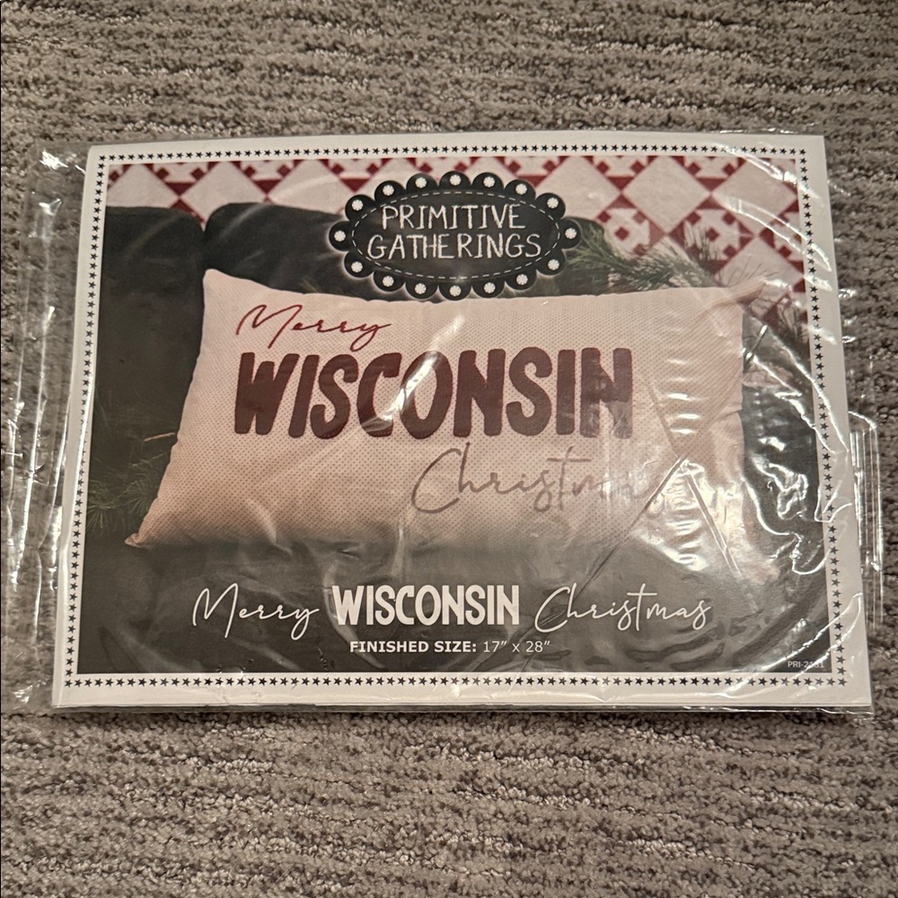 Primitive Gatherings Merry Wisconsin Christmas Pillow Cover Kit